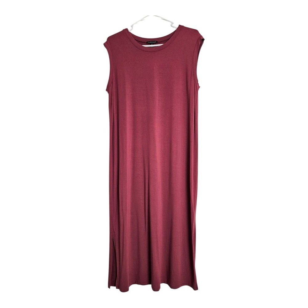 Eileen Fisher Dress Women's Sz M Sleeveless Tank Viscose Stretch Rosewood Pink‎